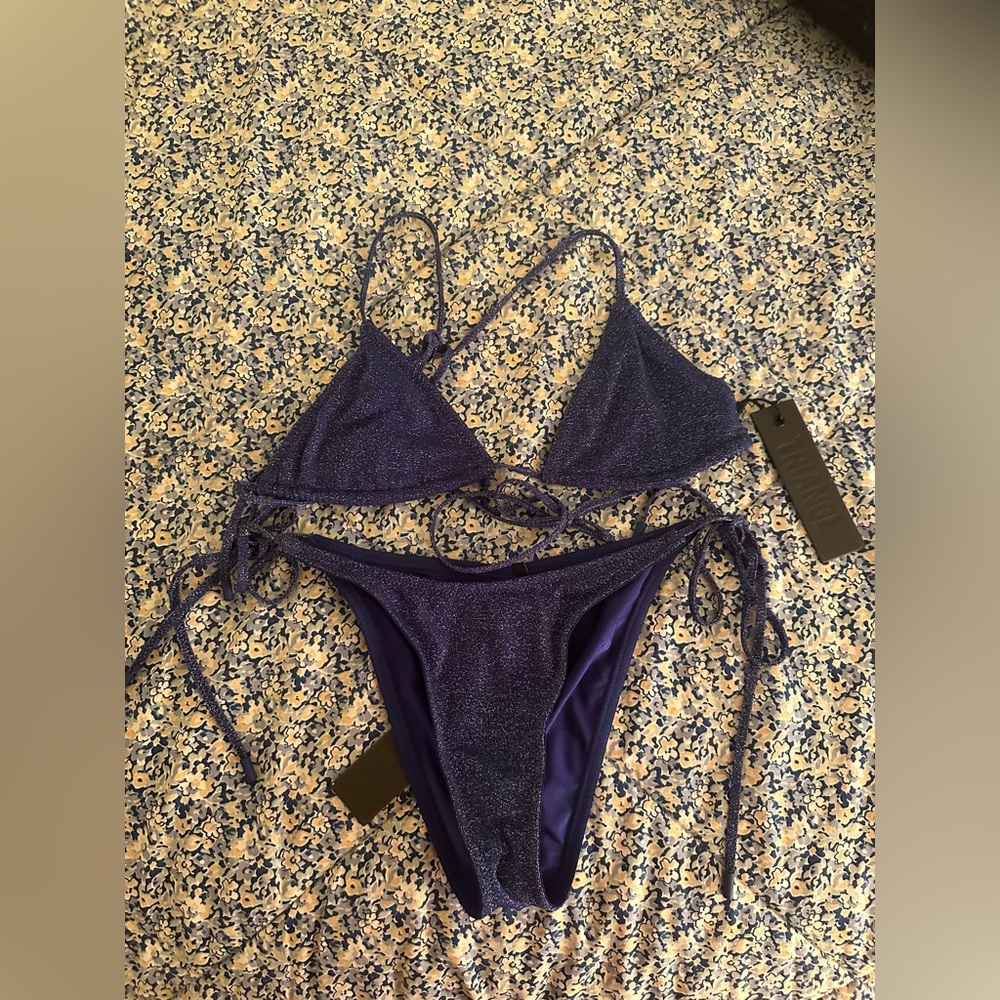 Brand new with tags navy blue sparkly triangle bikini